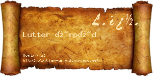Lutter Árpád névjegykártya
